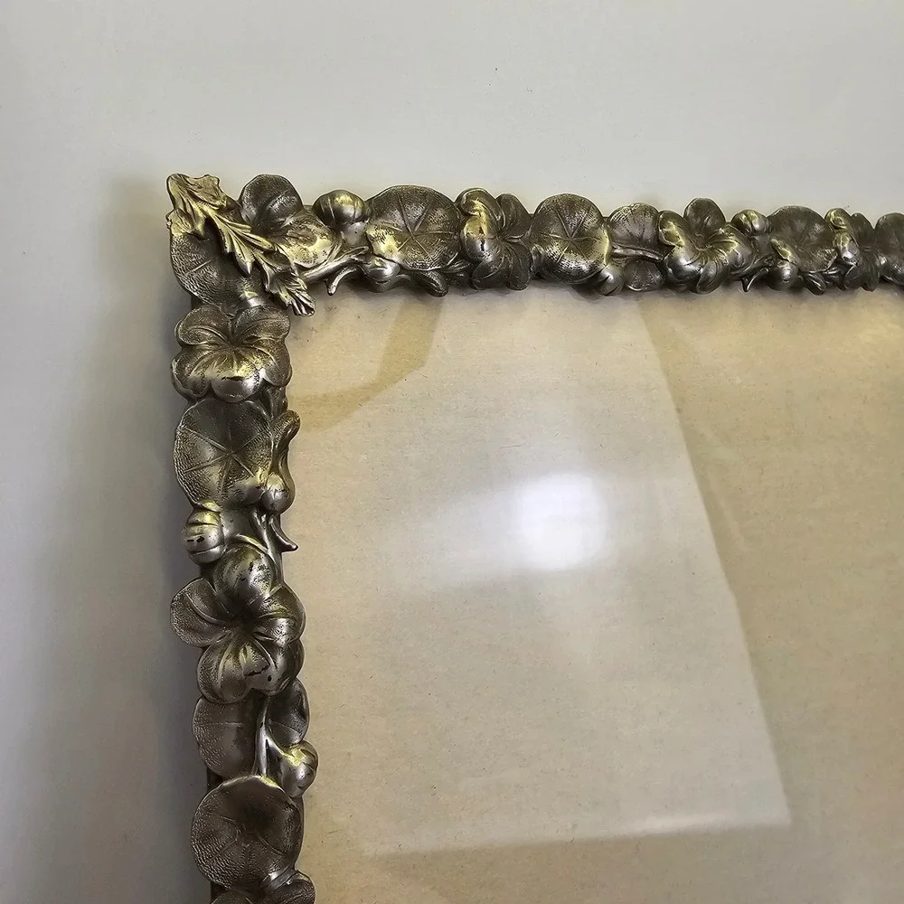 VTG Silver Plated Floral Picture Frame 8x10 Ornate Antique Style Ornate Border